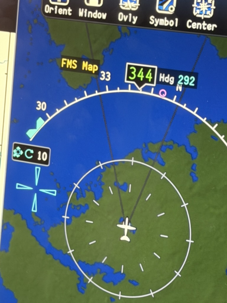 Cockpit moving map display in flight